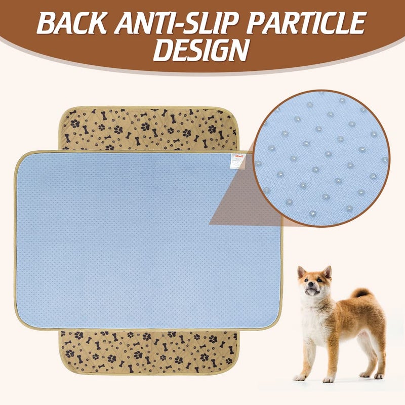 BINGPET Waterproof Dog Food Mat Non-Slip - 2 Pack Dog Bowl Mat Absorbent Pet Feeding Mats Washable Pee Pads for Puppies Cats, Bone & Paw Pattern 35.4" X 23.6" - Image 5